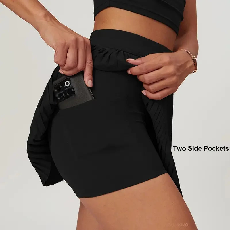 2-in-1 pleated golf tennis skirt with inner pocket