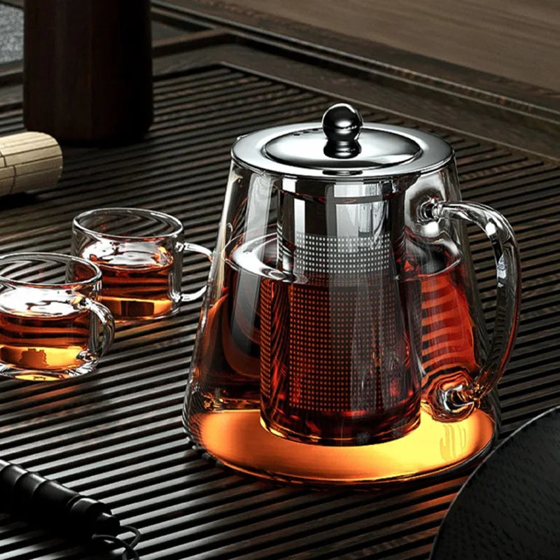 Heat Resistant Glass Teapot with  Tea Strainer Infuser Kettle