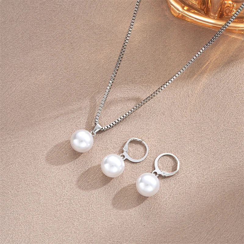 Pearl necklace and earrings