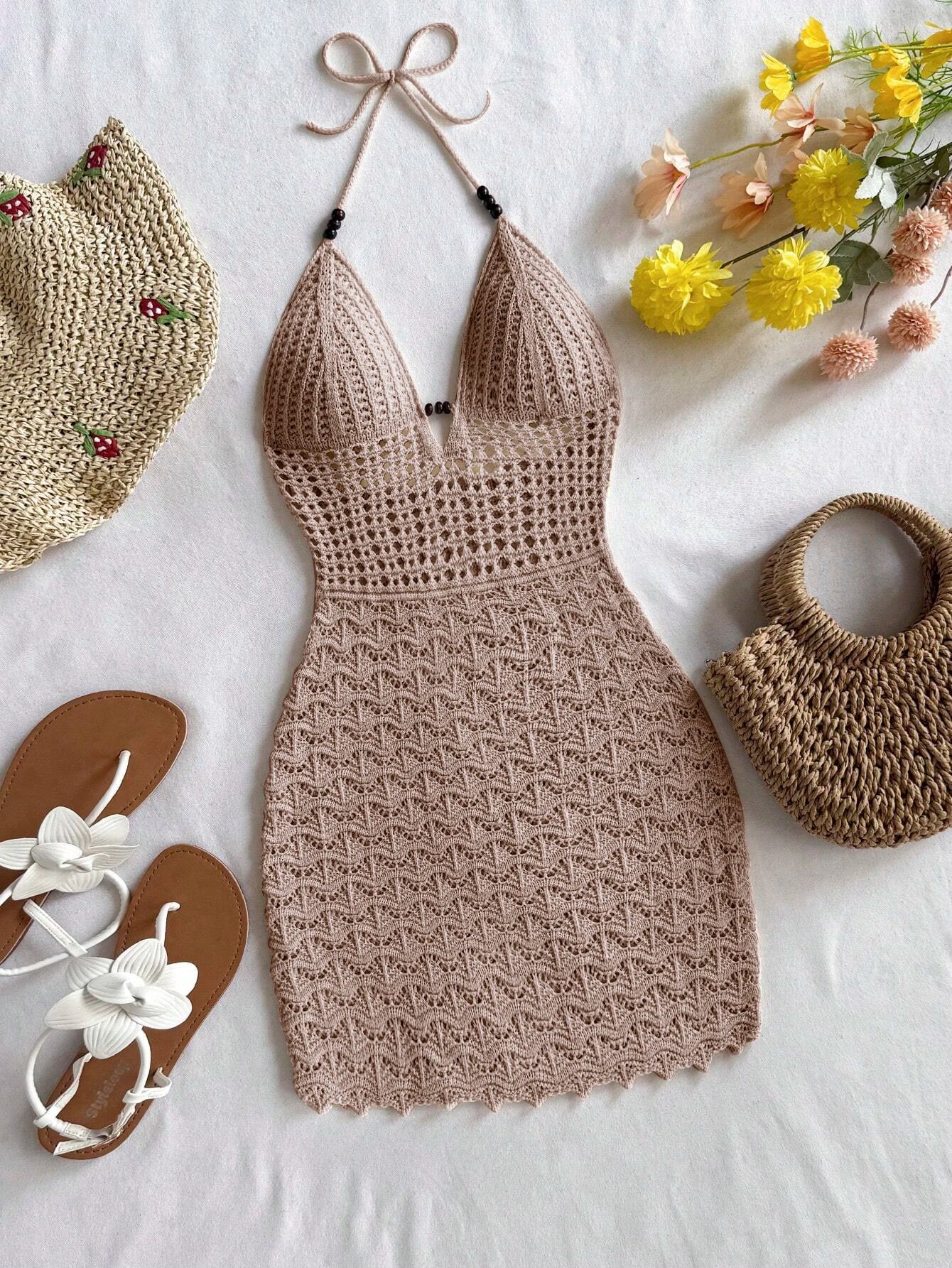 Summer Knitted Fitted Vacation Dress