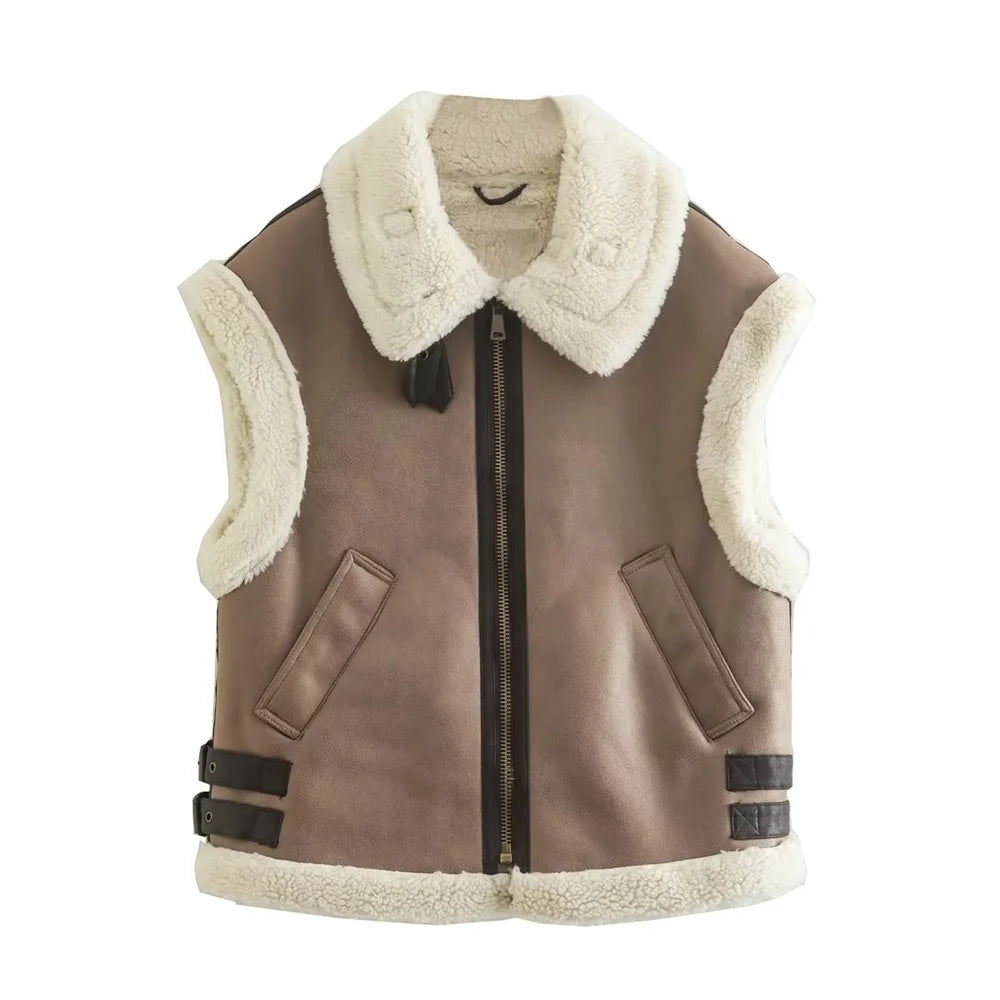 Vest Polo Neck Zipper Casual
