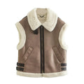 Vest Polo Neck Zipper Casual