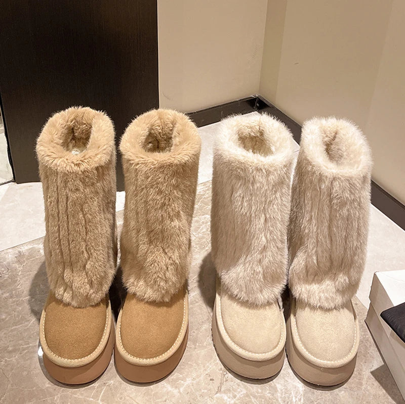 Luxury Furry Faux Winter Snow Boots