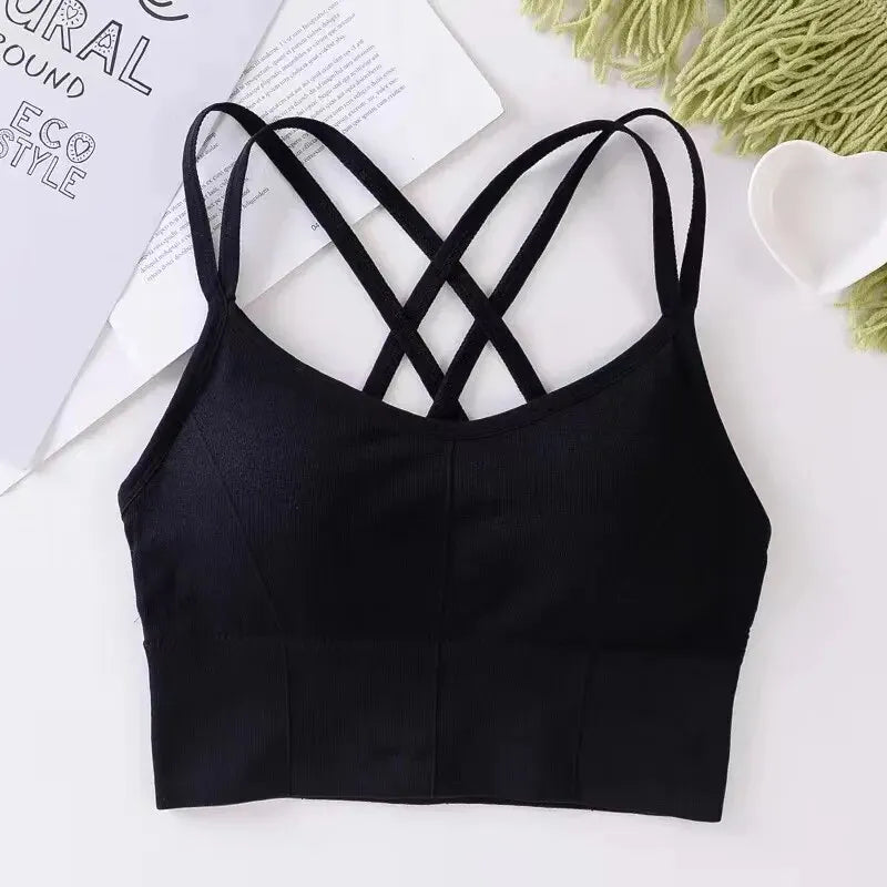 Sexy Women Tops Back Cross Sportswear