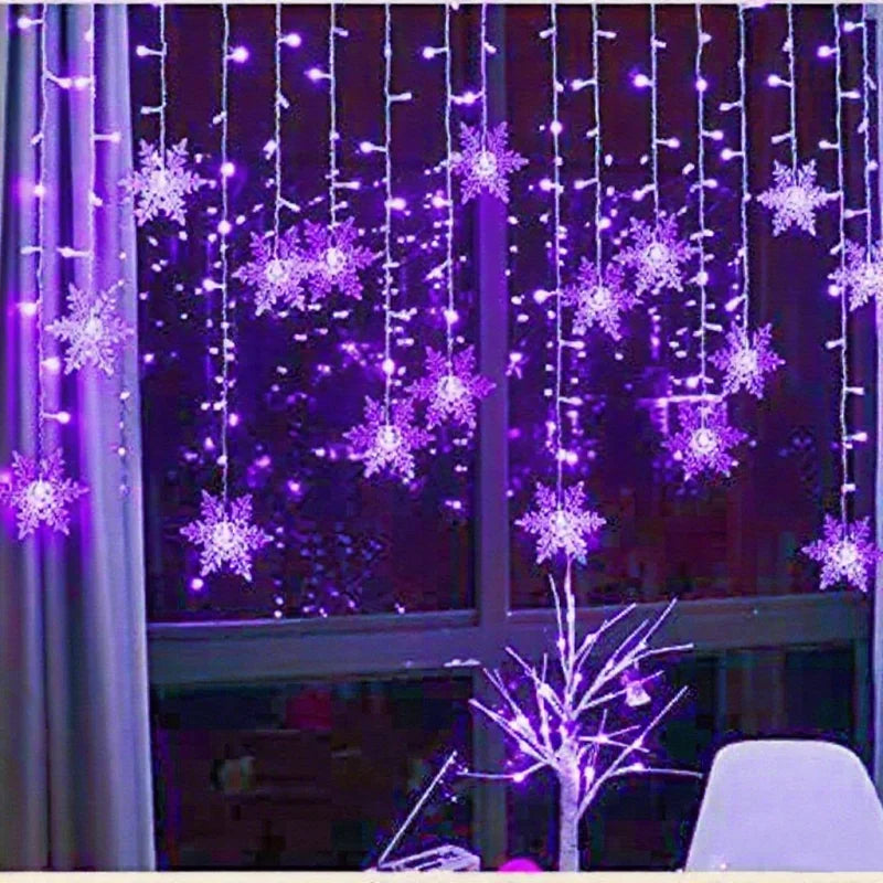 LED Snowflake Curtain String Lights