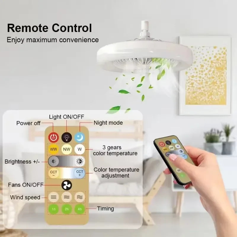 Smart Remote Control Ceiling Fan with LED Lighting