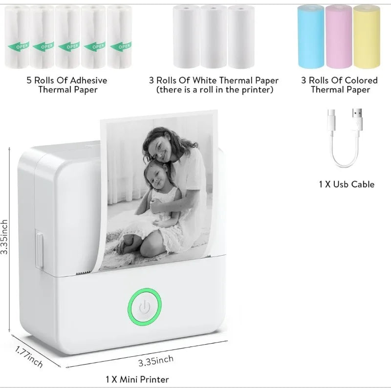 Mini Sticker Inkless Thermal Printer,