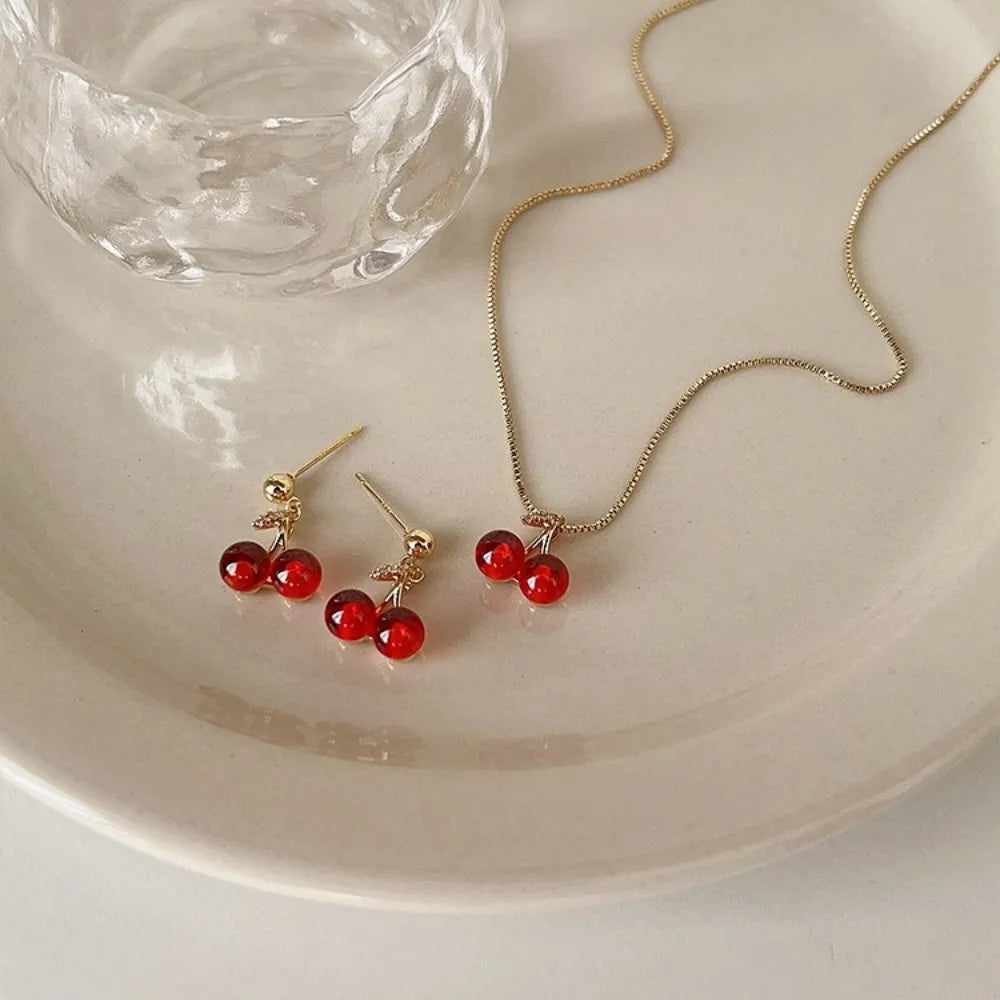 Sweet Red Cherry Pendant earrings