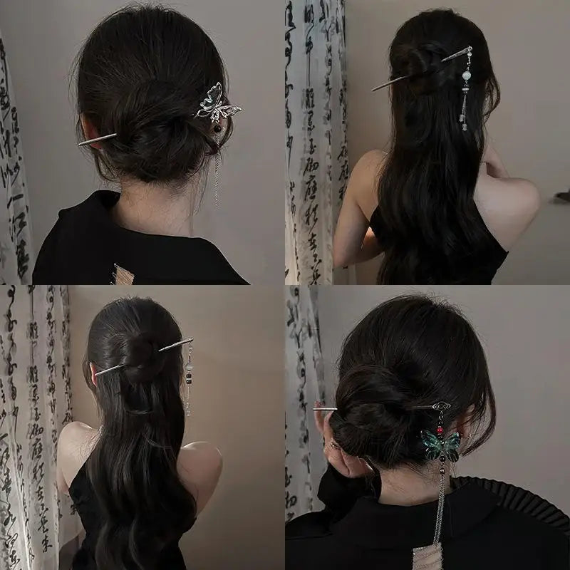 Chinese Style Butterfly Flower Hair Sticks